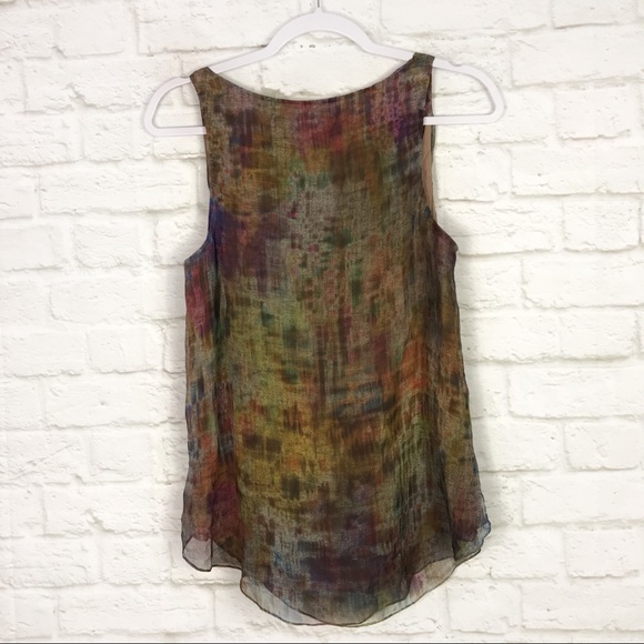 Haute Hippie Rainbow Silk Cowl Neck Sleeveless Top - Picture 4 of 6